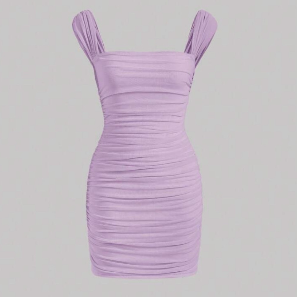 SHEIN MOD Solid Ruched Bodycon Dress